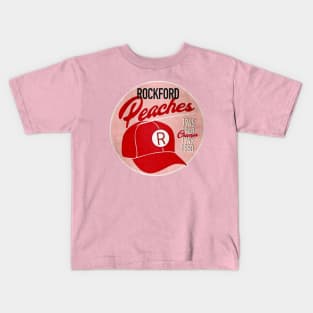 Rockford Peaches • AAGPBL Hat • Rockford, Illinois Kids T-Shirt